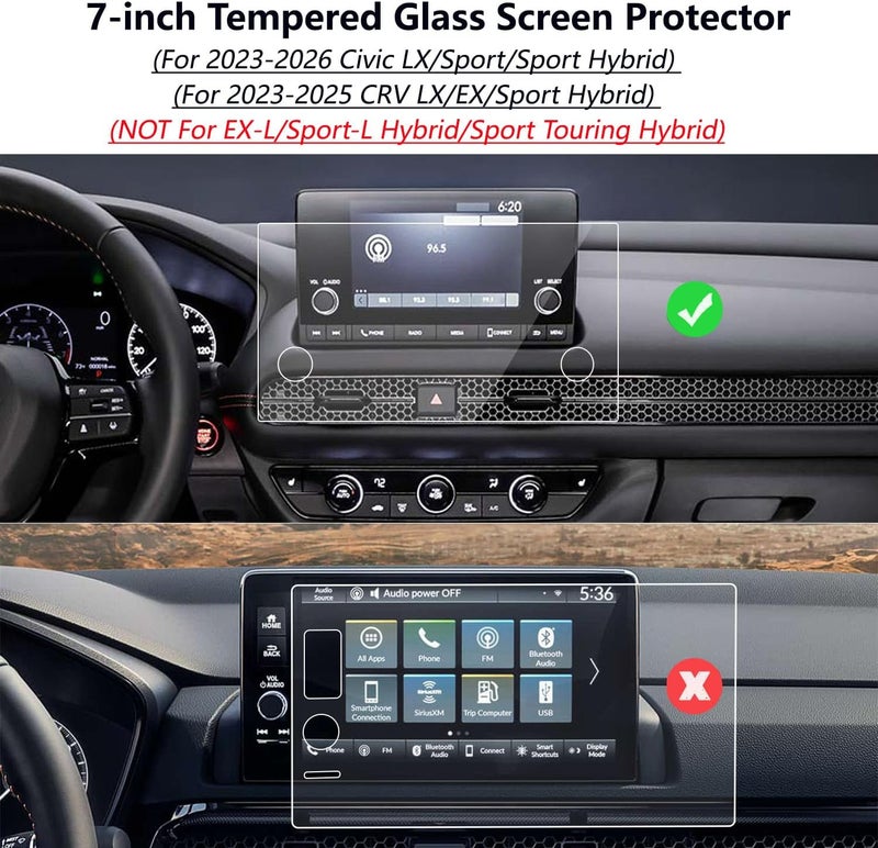 AZZIGO 2023-2025 2026 Honda Civic Tempered Glass Screen Protector For 2023-2025 Honda CRV (LX/EX/Sport Hybrid) 7-inch Touchscreen Accessories HD - Image 2